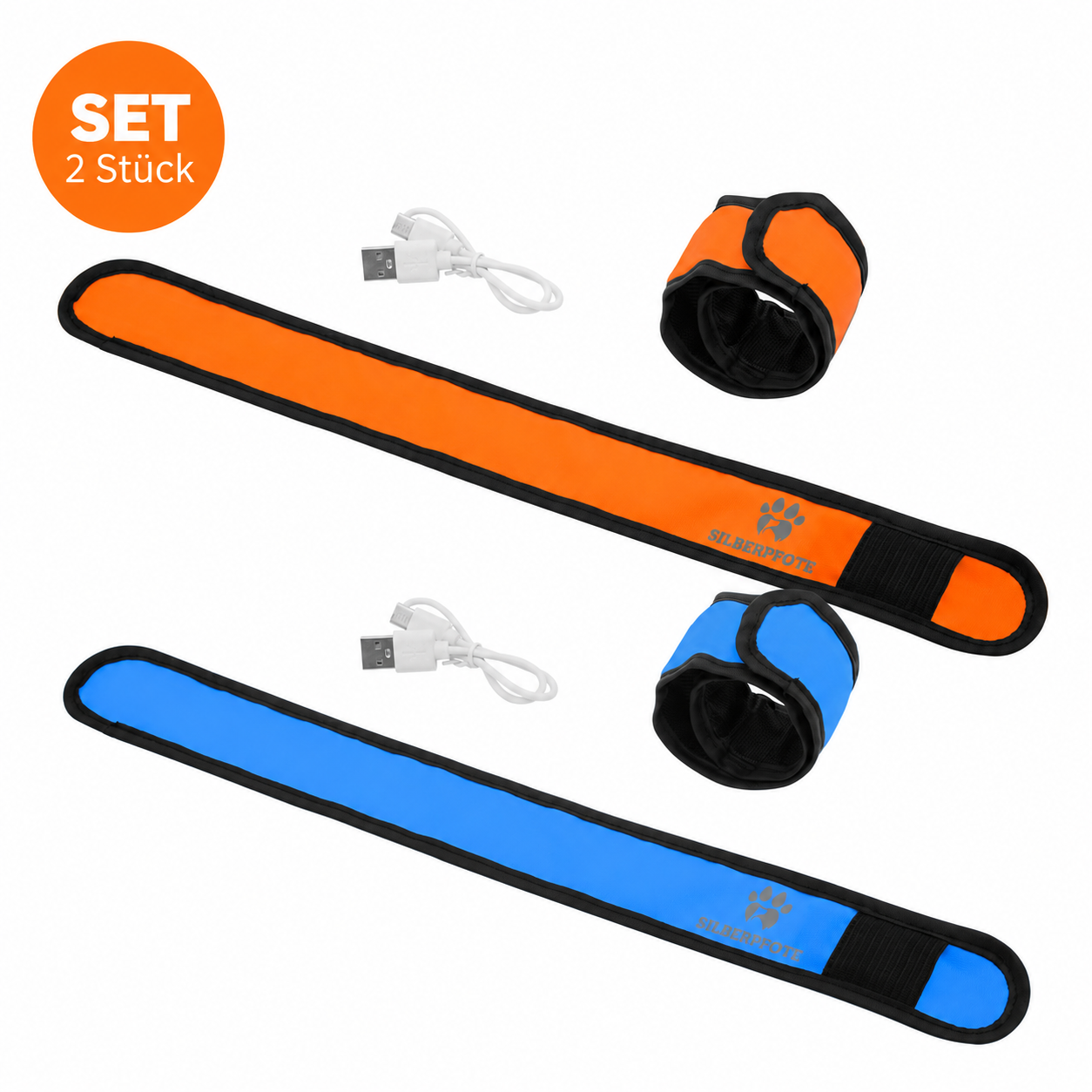 LED Sicherheitsarmbänder - Set leuchtende Klackarmbänder
